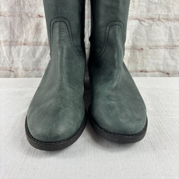 J. Crew Women's 10 Gray Leather Knee High Tall Riding Boots - Picture 6 of 14